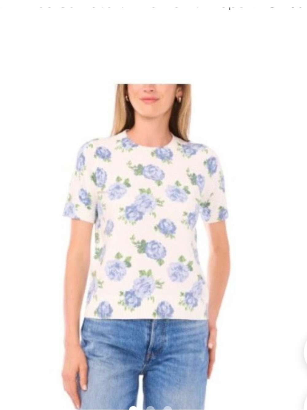 Vince Camuto Women's Vince Camuto Floral Short Sleeve Knit Sweater